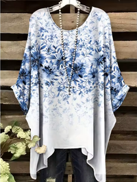 Ines - Vintage Bohemian Blumendruck Damen T-Shirt