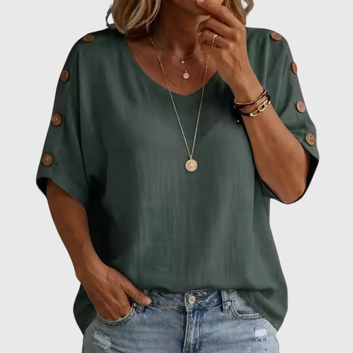 Bellie - Lockeres Wohlfühl-Shirt mit Knopfleiste