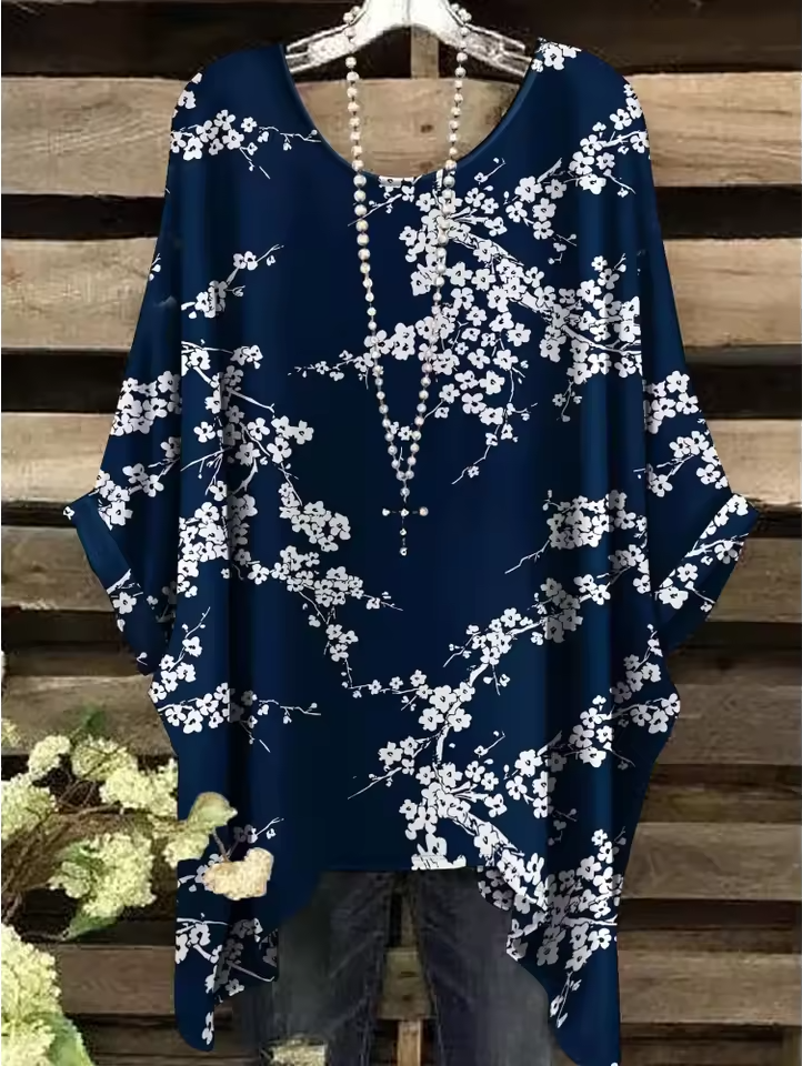 Laila - Vintage Bohemian Floral Print Damen T-Shirt