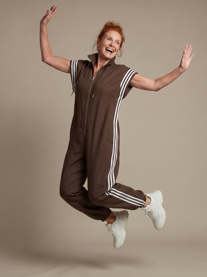 Lark - Jumpsuit mit Reissverschluss und Streifenpanel