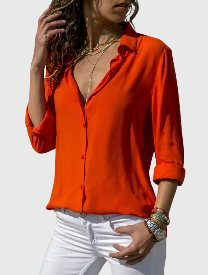 Gwen - Elegante Chiffonbluse mit langen Ärmeln