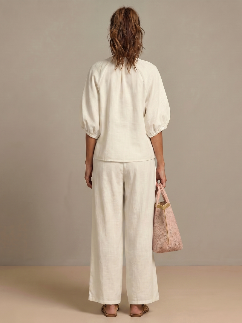 Natalia - Blouson-Top mit Reissverschluss und weit geschnittene Hose