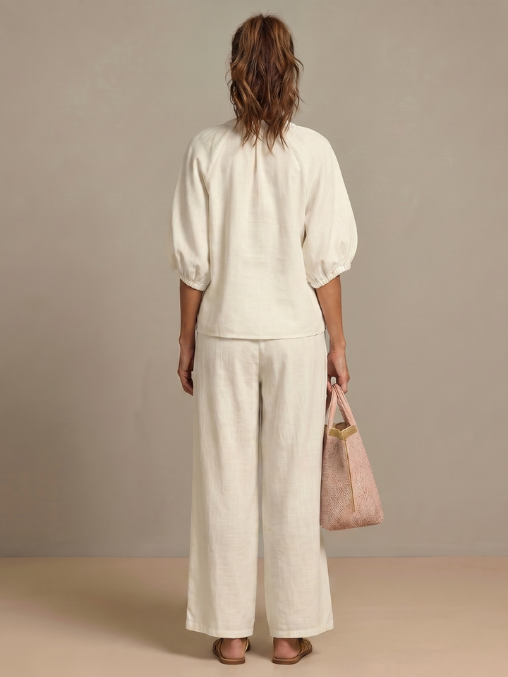 Natalia - Blouson-Top mit Reissverschluss und weit geschnittene Hose