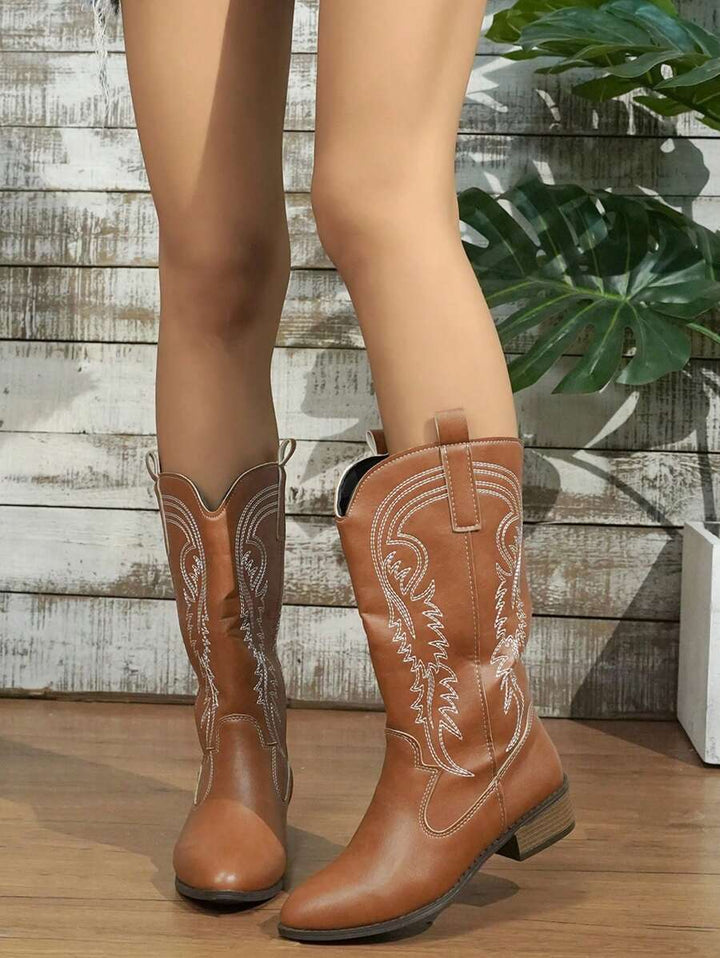 Arlena - Elfenbeinfarbene Westernstiefel