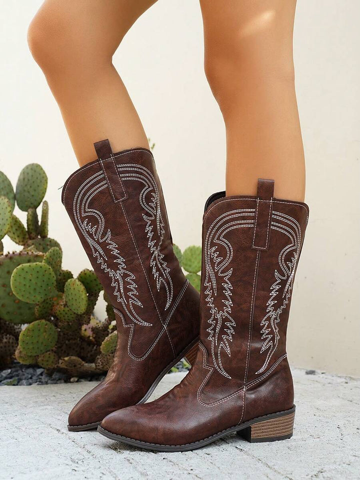 Arlena - Elfenbeinfarbene Westernstiefel