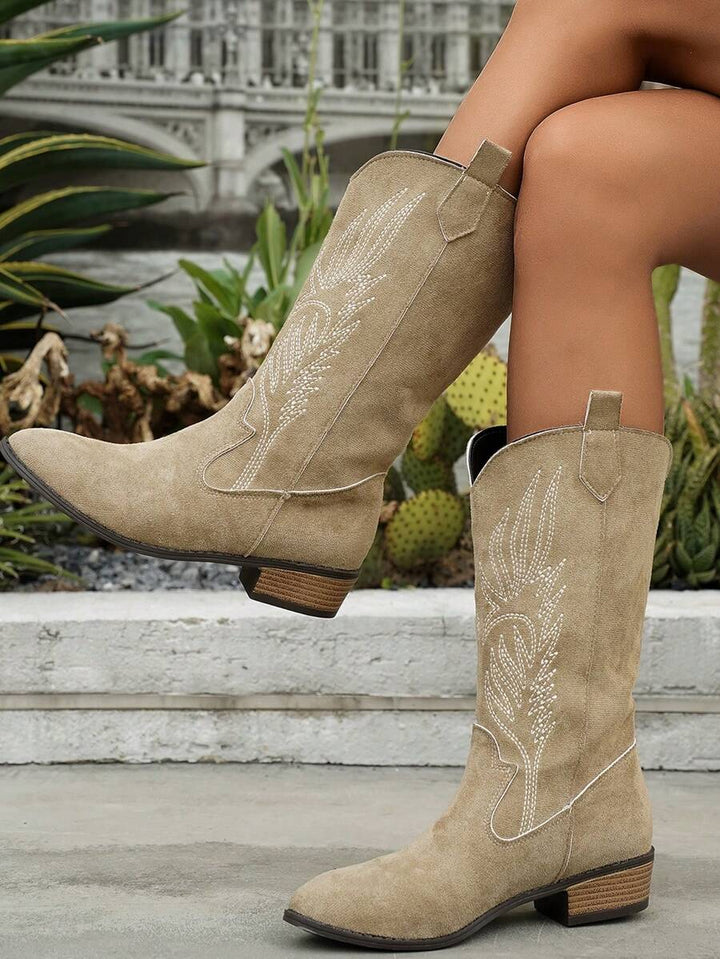 Arlena - Elfenbeinfarbene Westernstiefel