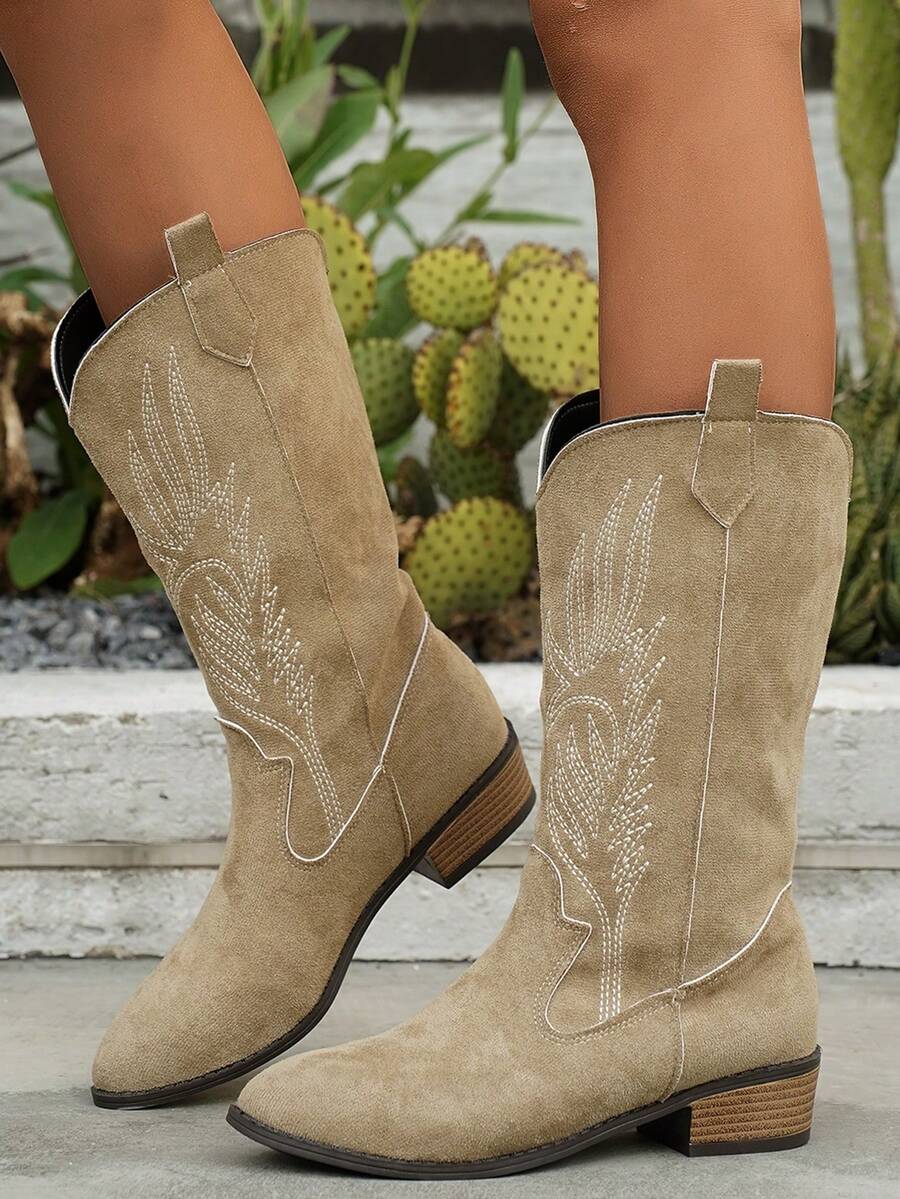 Arlena - Elfenbeinfarbene Westernstiefel