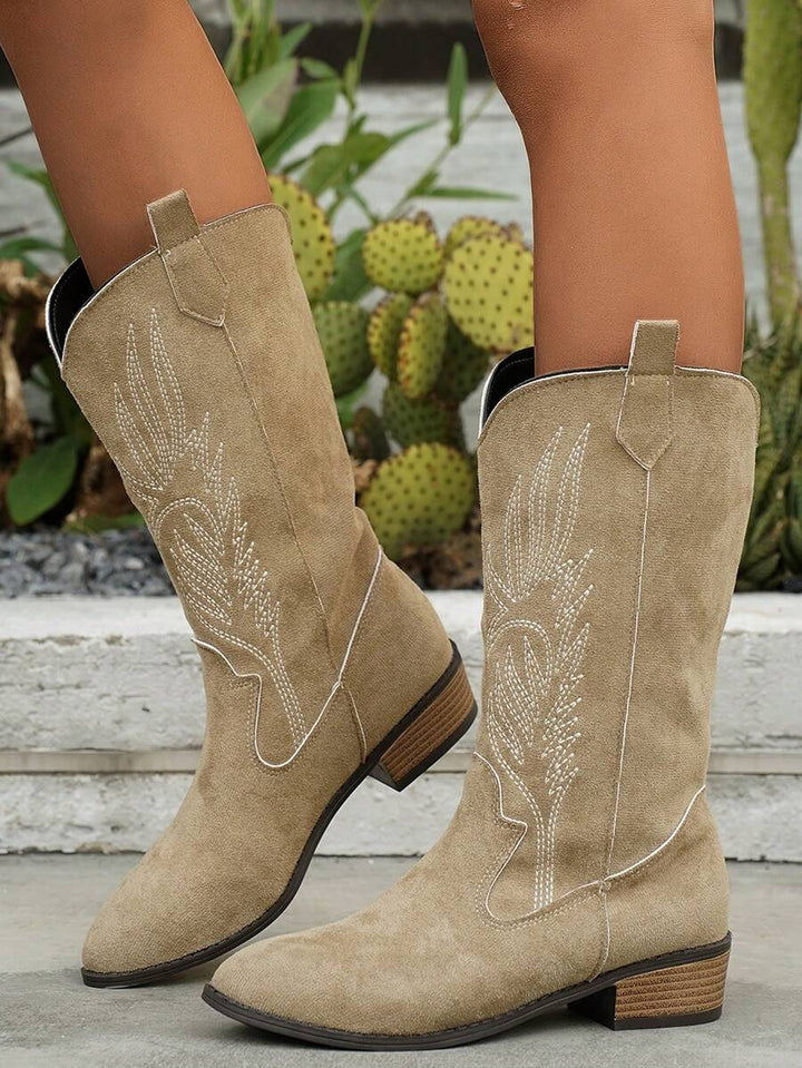 Arlena - Elfenbeinfarbene Westernstiefel