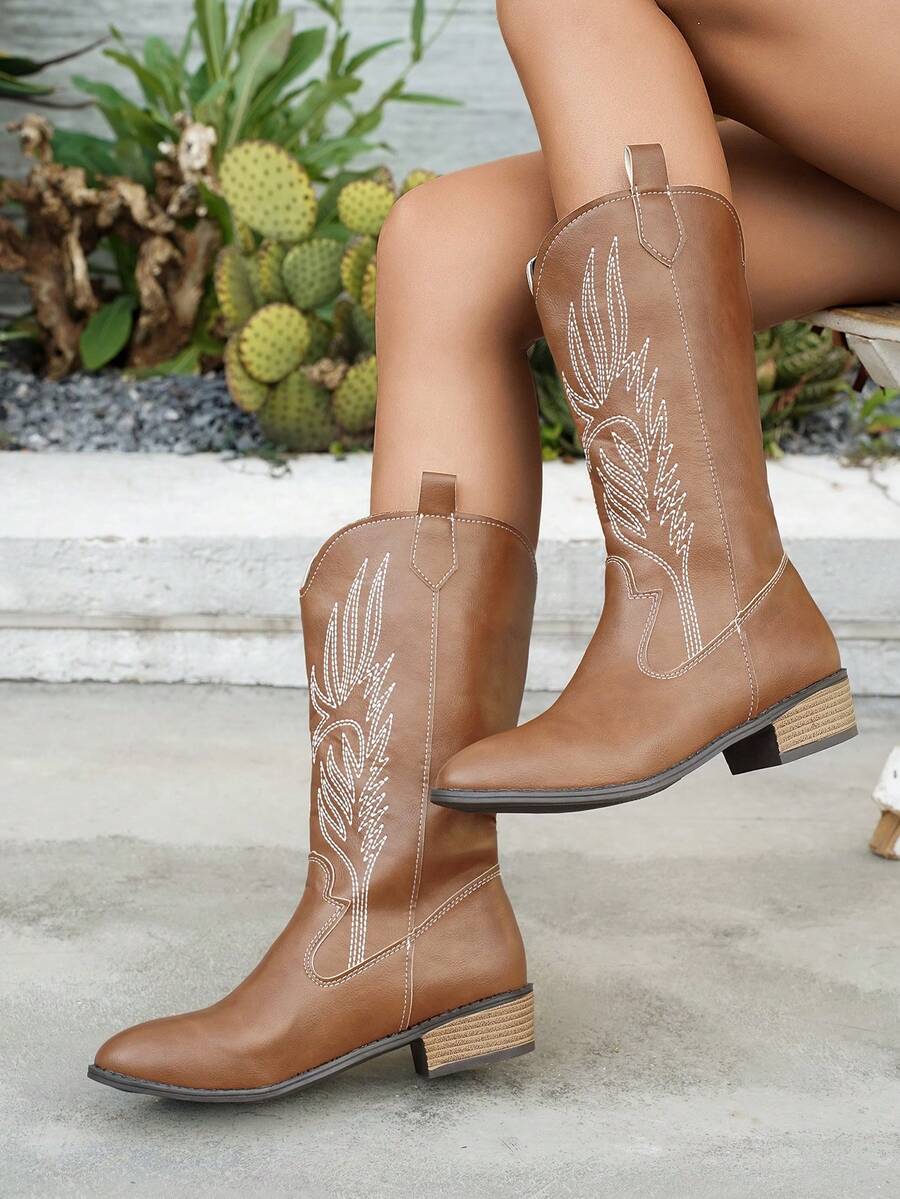 Arlena - Elfenbeinfarbene Westernstiefel