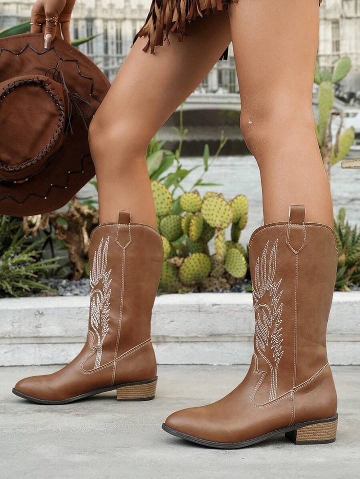 Arlena - Elfenbeinfarbene Westernstiefel