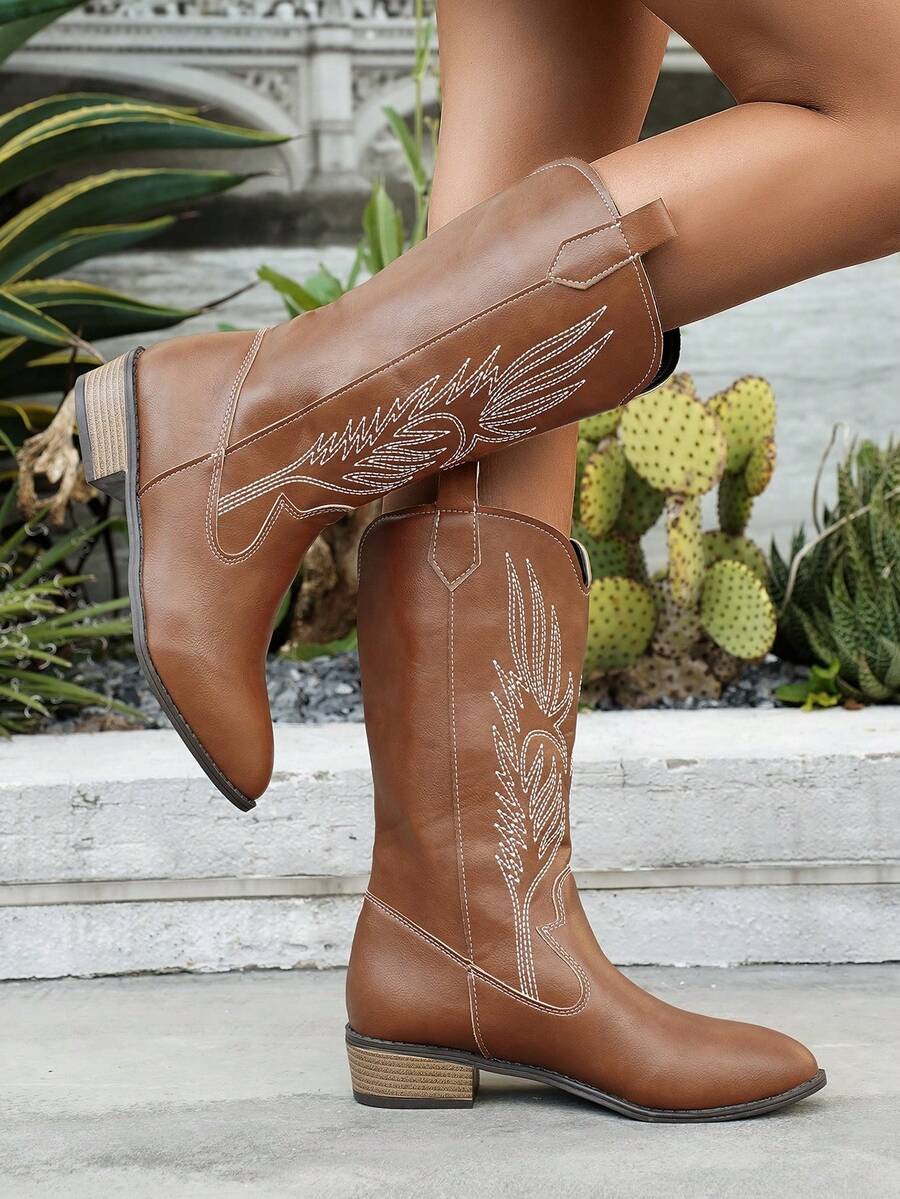 Arlena - Elfenbeinfarbene Westernstiefel