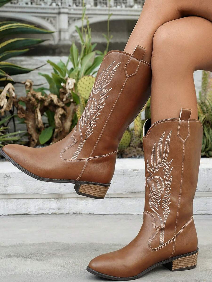 Arlena - Elfenbeinfarbene Westernstiefel