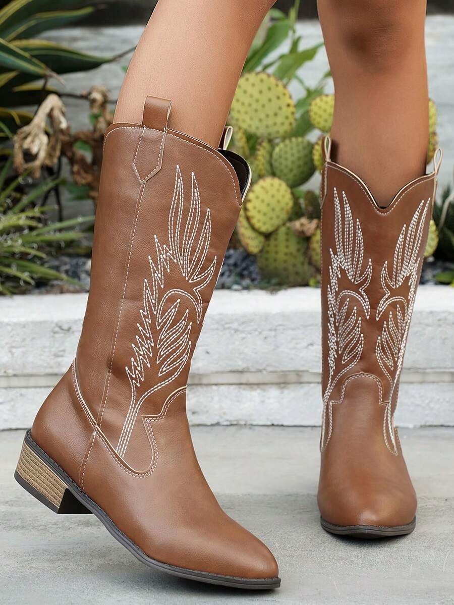 Arlena - Elfenbeinfarbene Westernstiefel