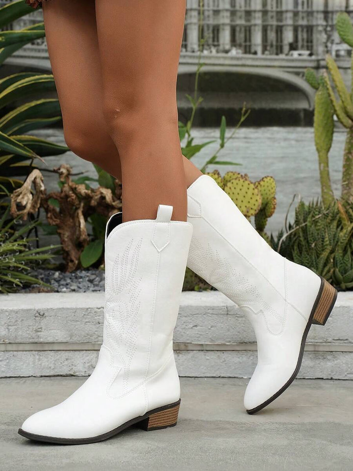 Arlena - Elfenbeinfarbene Westernstiefel