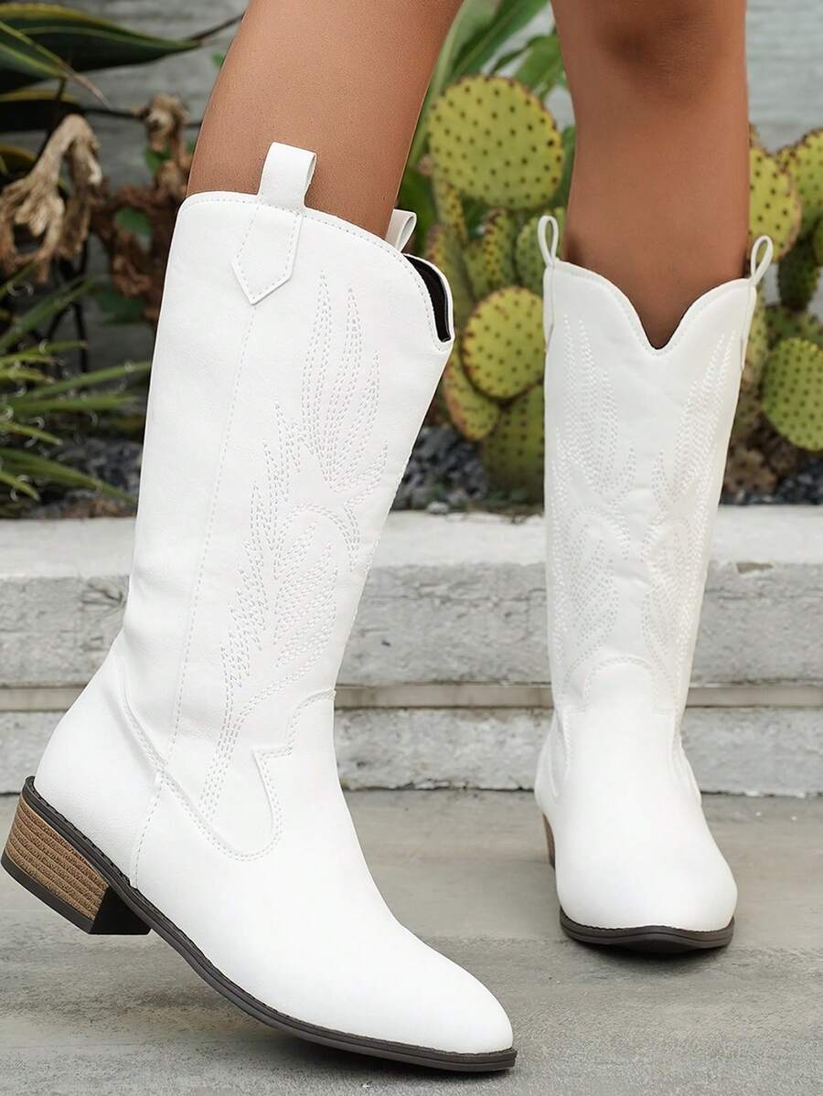 Arlena - Elfenbeinfarbene Westernstiefel