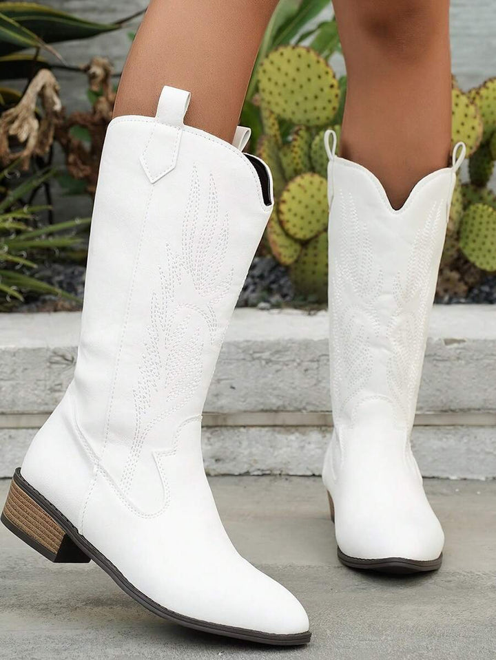 Arlena - Elfenbeinfarbene Westernstiefel