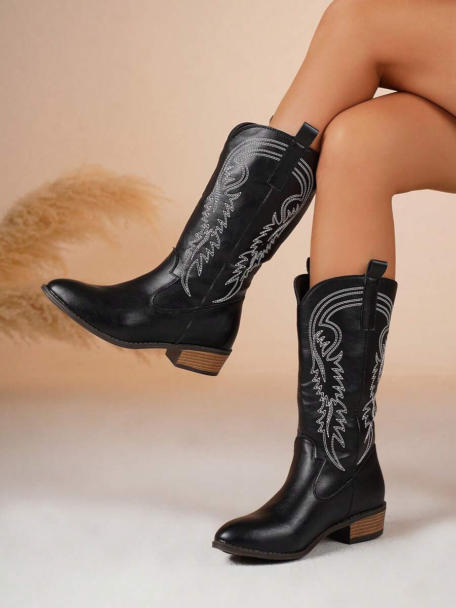 Arlena - Elfenbeinfarbene Westernstiefel