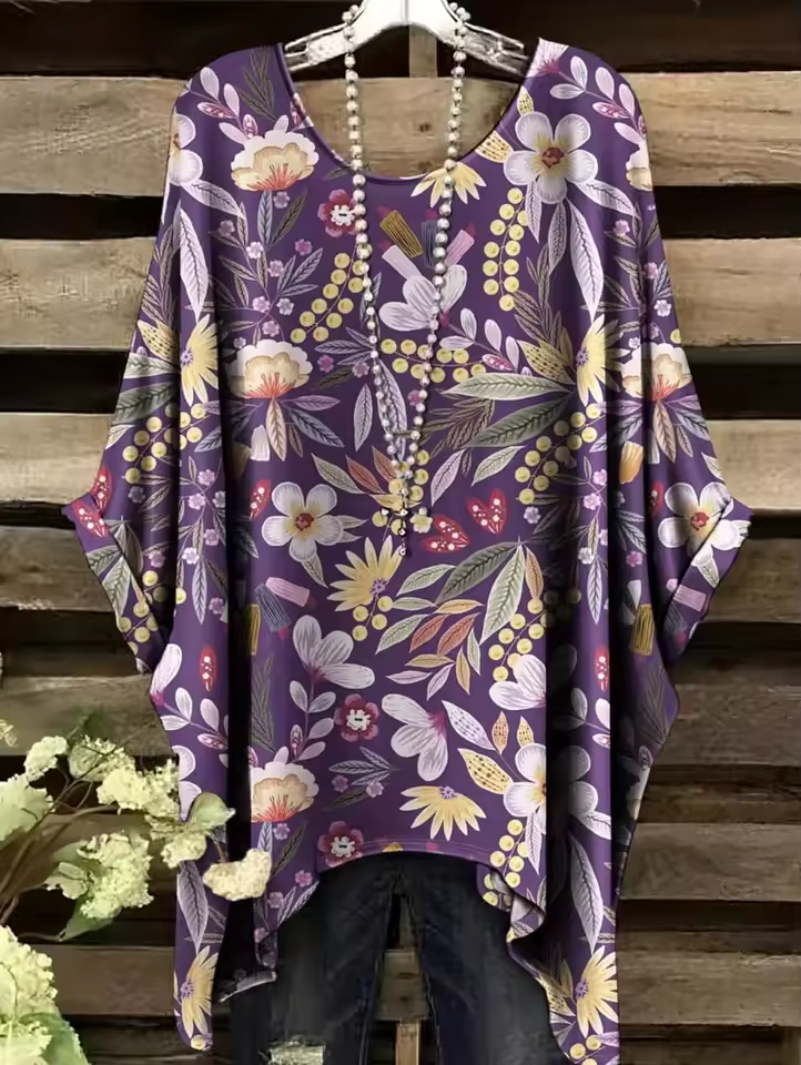 Perle - Vintage Bohemian Blumenmuster Damen T-Shirt
