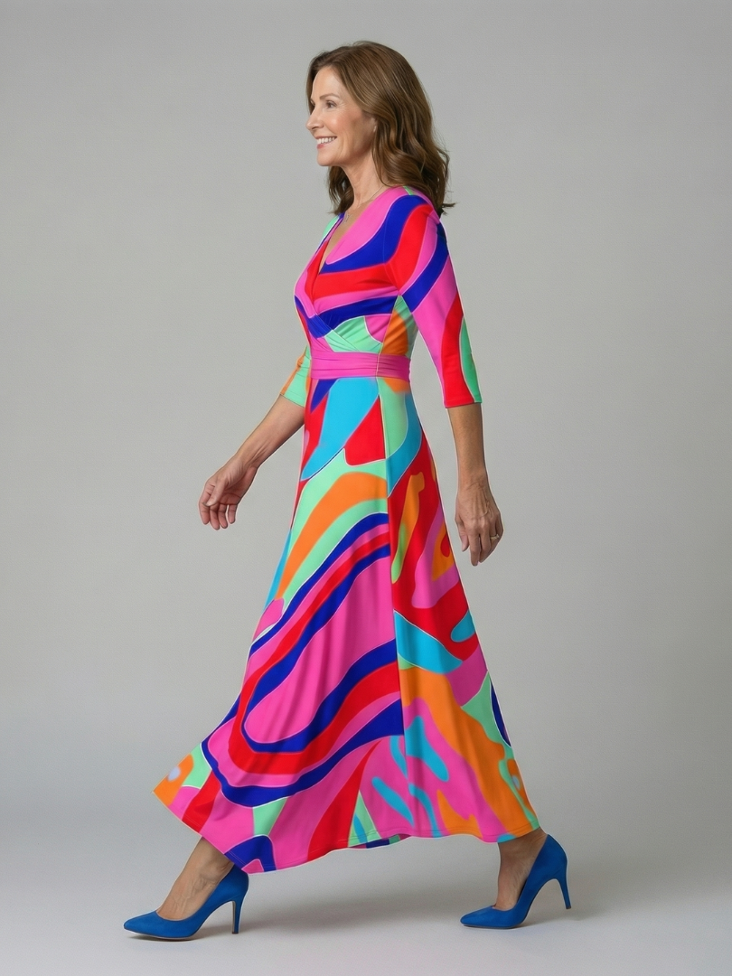 Celine - Midi-Kleid mit Wickelkragen