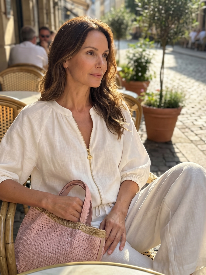 Natalia - Blouson-Top mit Reissverschluss und weit geschnittene Hose