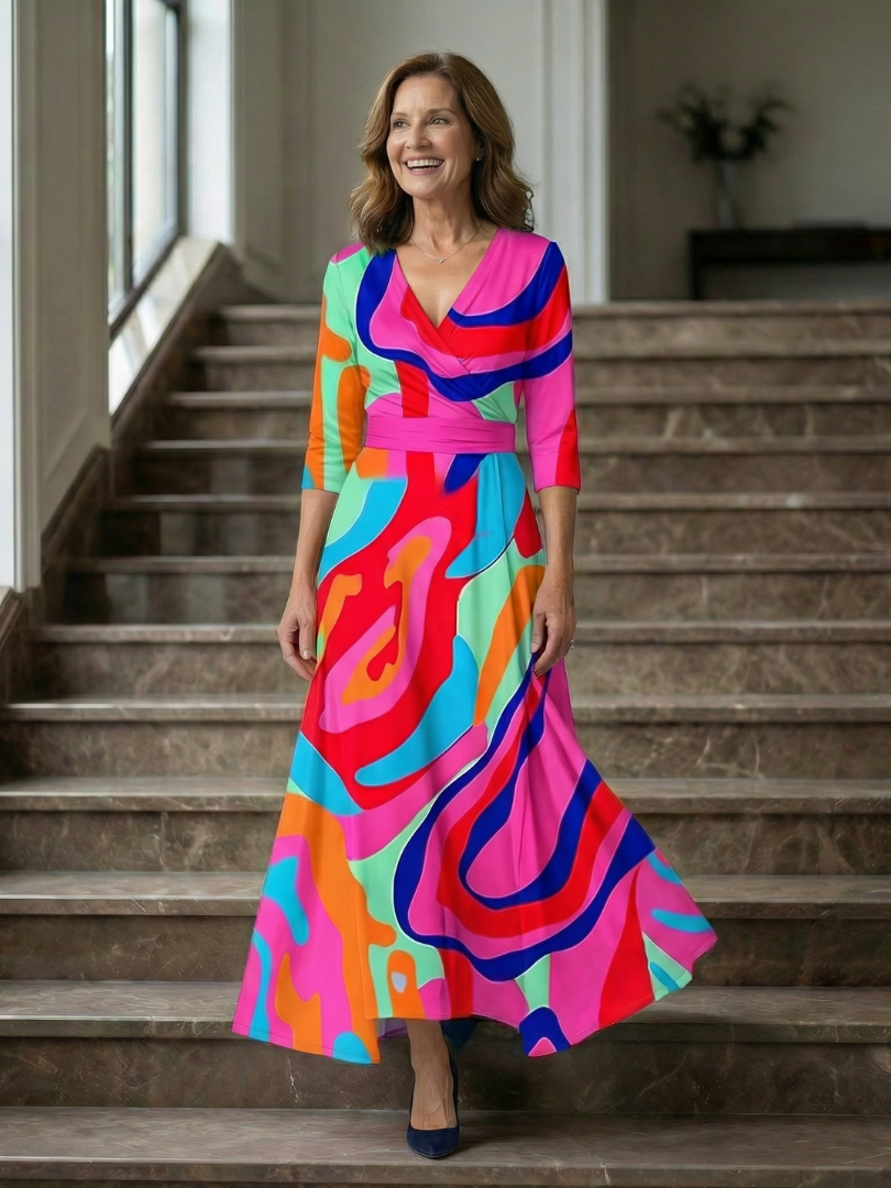 Celine - Midi-Kleid mit Wickelkragen