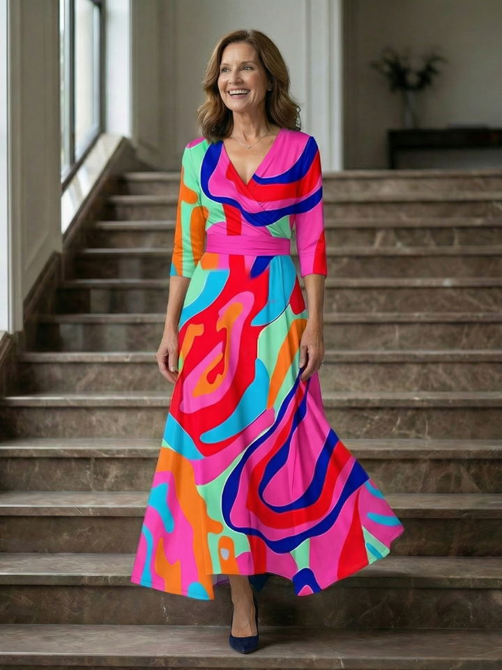 Celine - Midi-Kleid mit Wickelkragen
