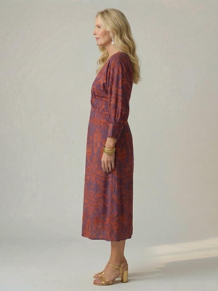 Lune - Natürliches Wickel-Midi-Kleid