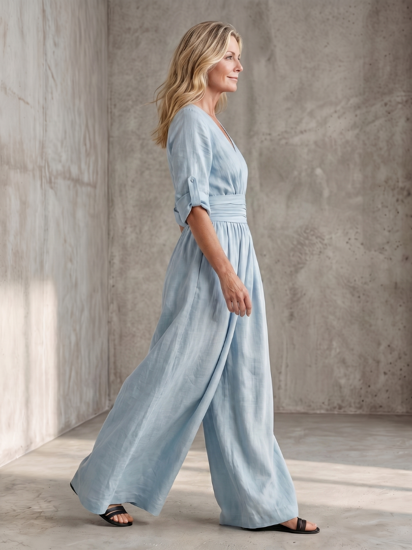 Wanda - Kreuz-Front Weitbeiniger Jumpsuit