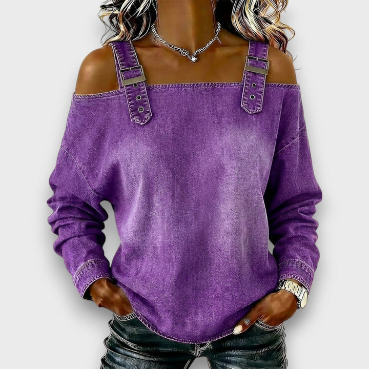 Elama - Off-Shoulder Denim Top