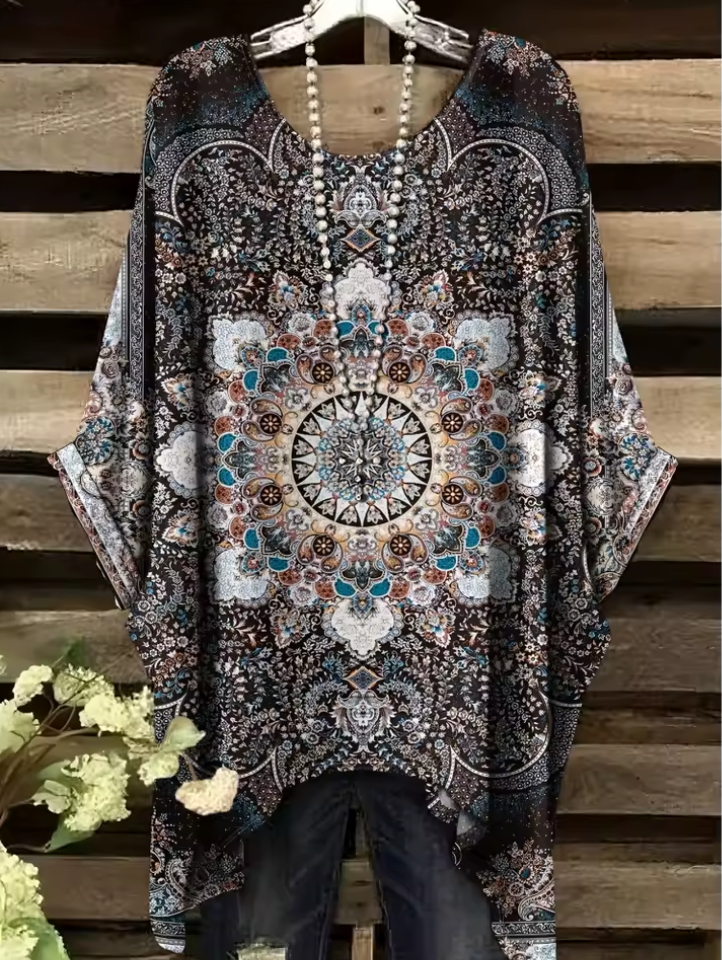 Helen - Vintage Bohemian Floral Print Damen T-Shirt