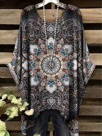 Helen - Vintage Bohemian Floral Print Damen T-Shirt