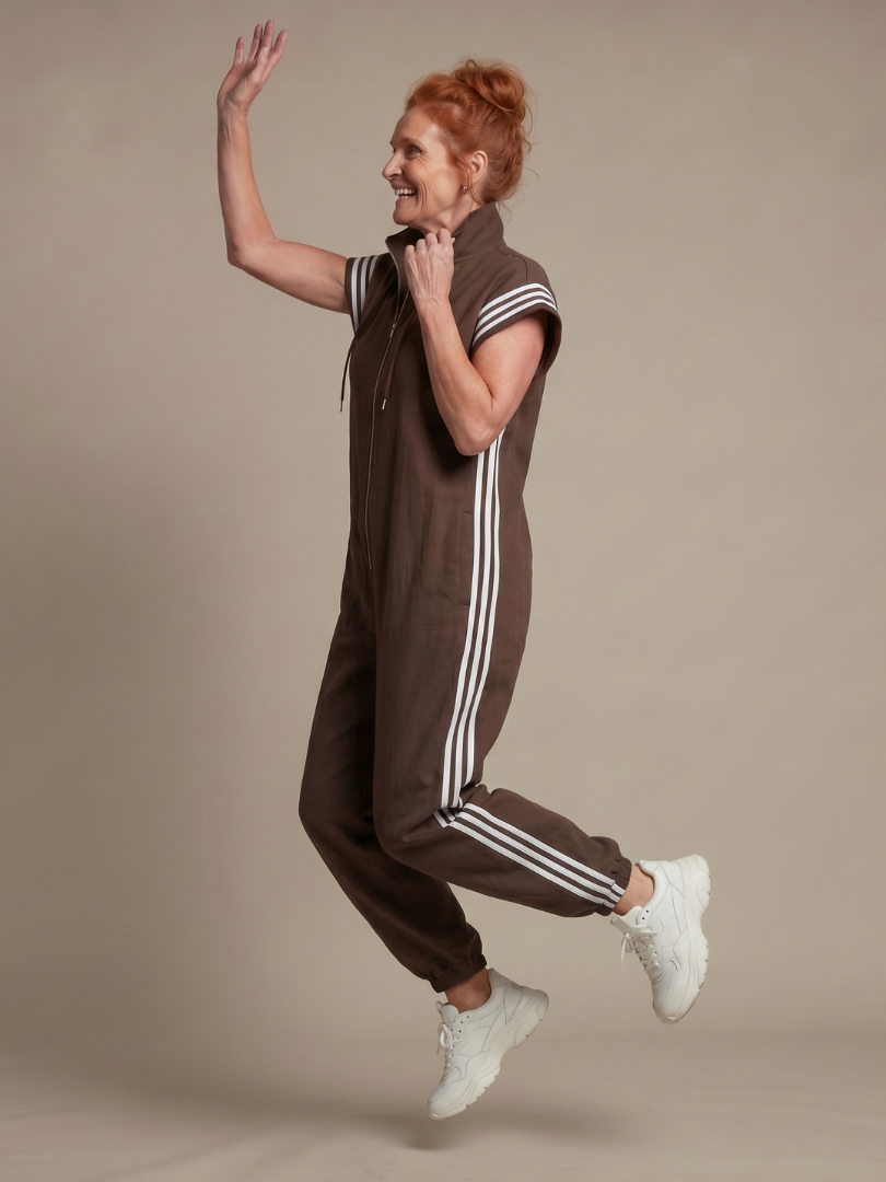 Lark - Jumpsuit mit Reissverschluss und Streifenpanel