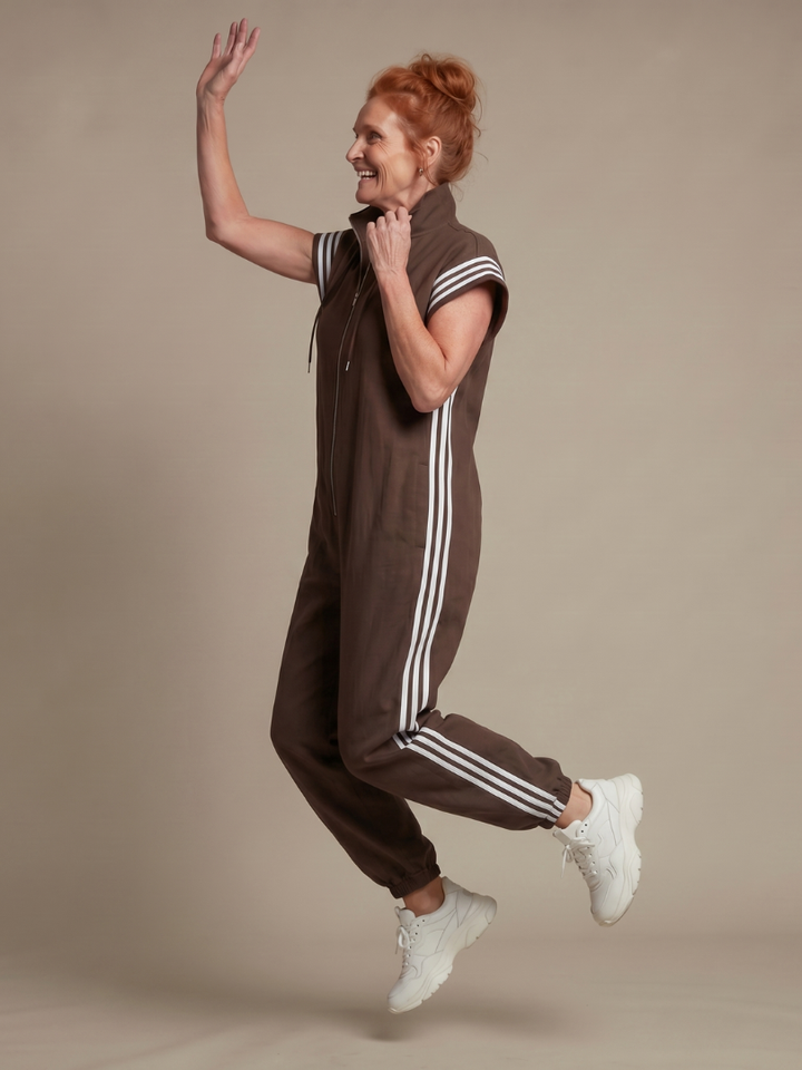 Lark - Jumpsuit mit Reissverschluss und Streifenpanel