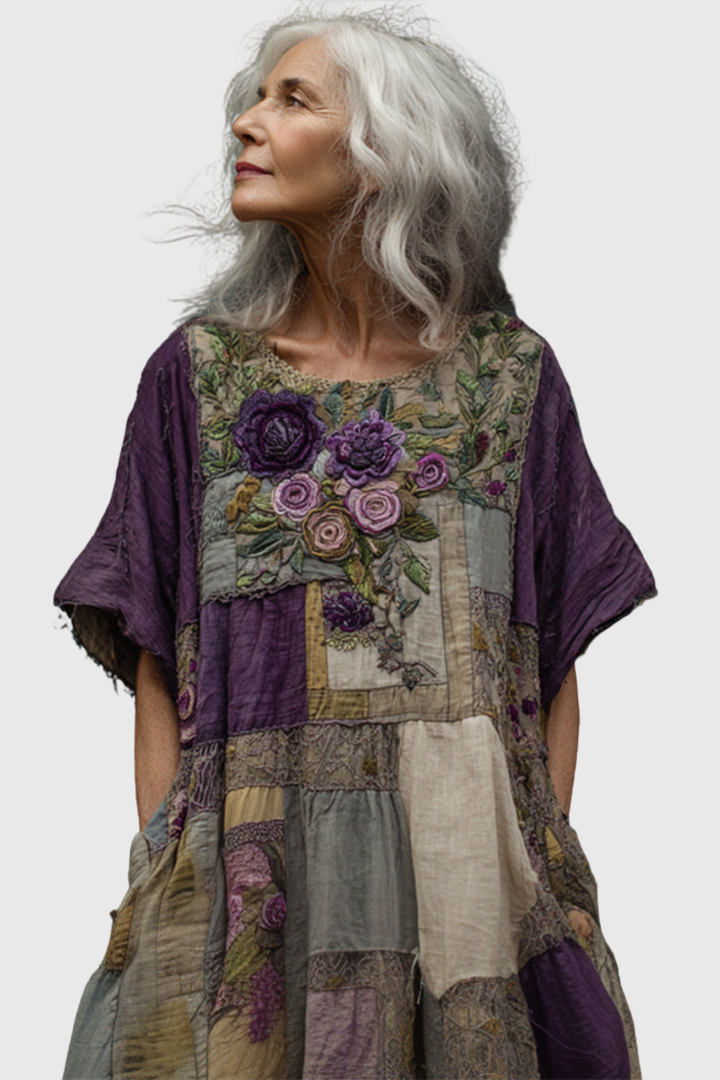 Megan - Artisan Floral Patchwork Kleid
