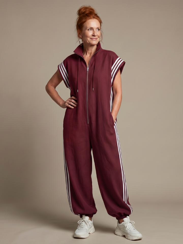 Lark - Jumpsuit mit Reissverschluss und Streifenpanel
