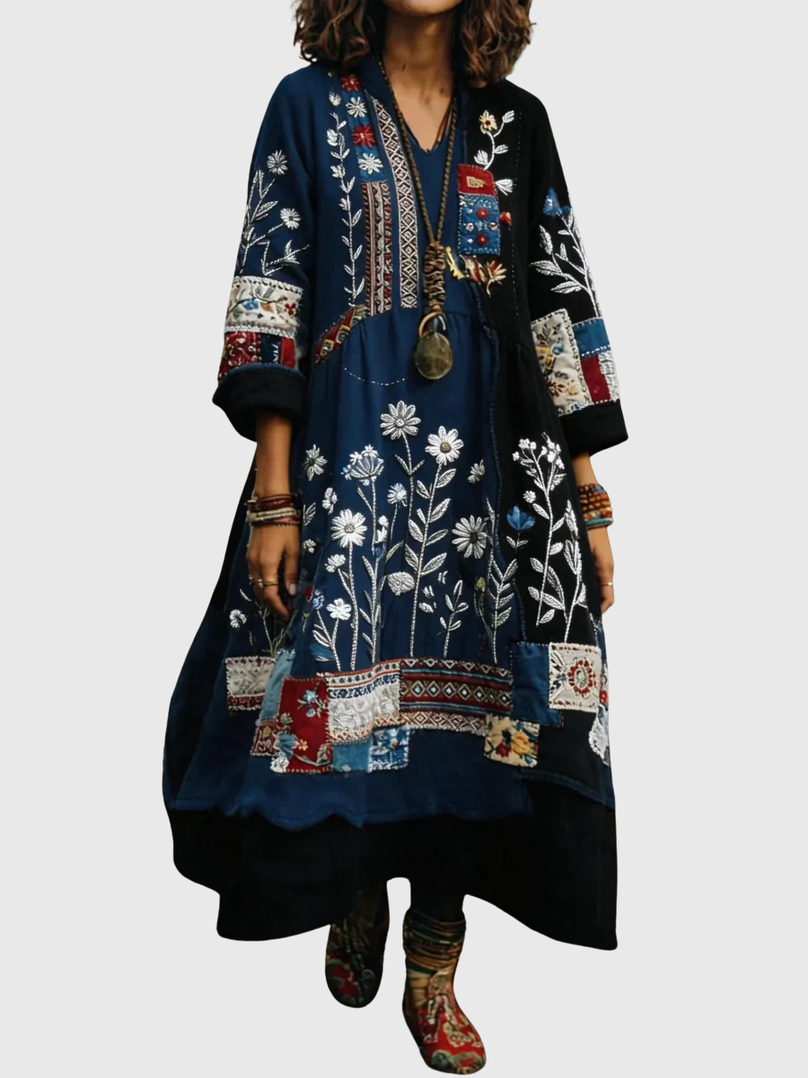 Trisha - Lässiges Langarmkleid mit floralem Druck