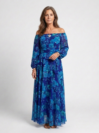 Aspen - Off-Shoulder Blumenkleid Maxi