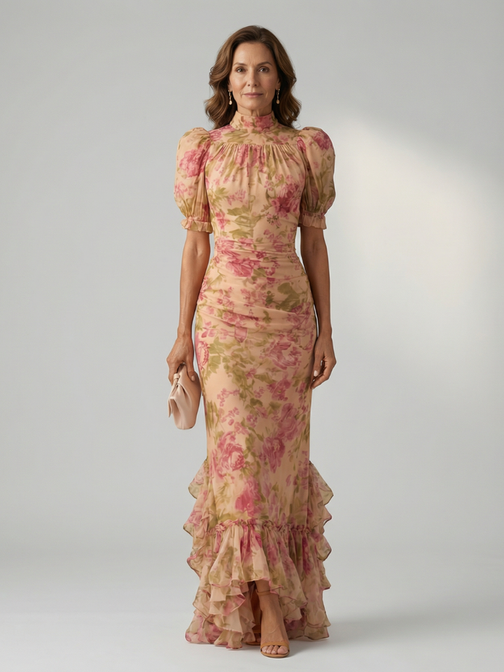 Vianne - Sanftes Maxikleid mit hohem Kragen