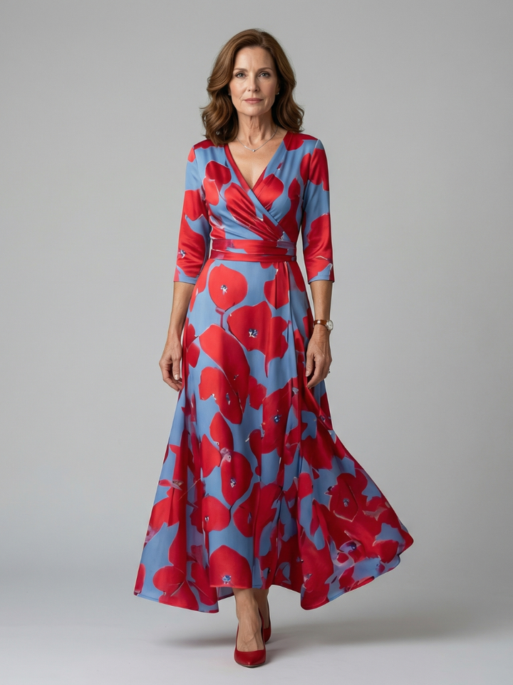 Celine - Midi-Kleid mit Wickelkragen