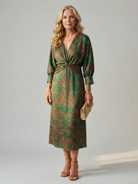 Lune - Natürliches Wickel-Midi-Kleid