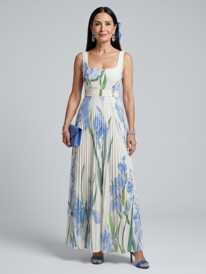 Ophelia - Ärmelloses Midi-Kleid mit quadratischem Ausschnitt