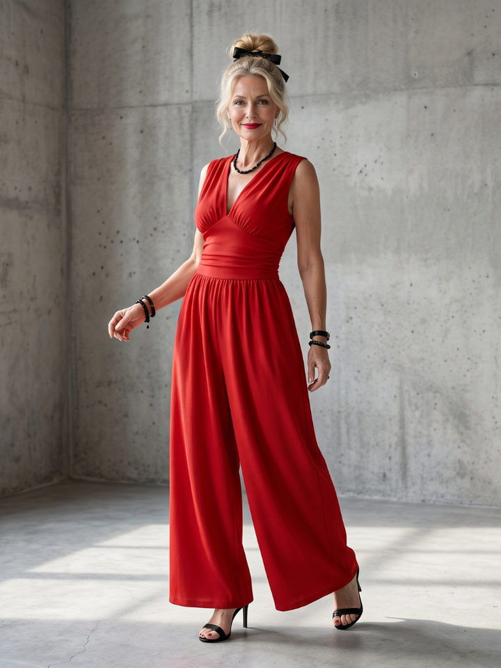 Vincenza - Jumpsuit mit tiefem V-Ausschnitt und definiertem