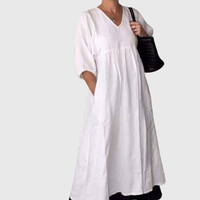 Zandrea - Lockeres Midi-Kleid mit V-Ausschnitt
