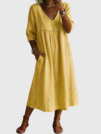 Sheena - Lässiges, lockeres Patchwork-Kleid mit Spitzenbesatz