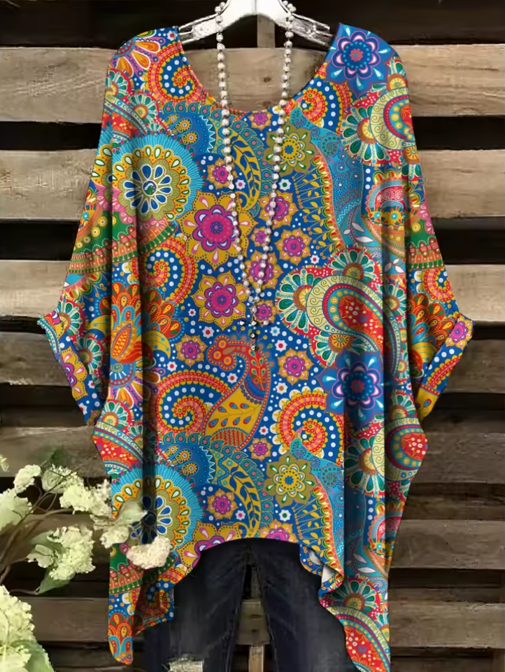 Eunice - Vintage Bohemian Floral Print Damen T-Shirt