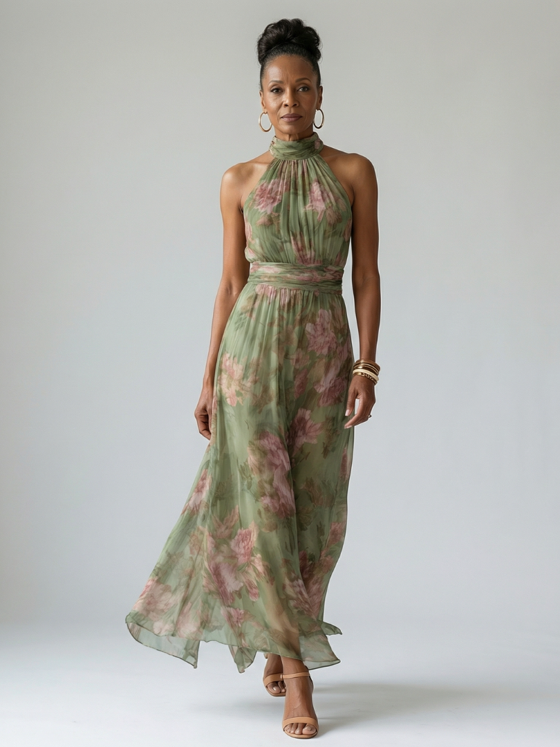 Mirelle - Gathered Halter Midi Kleid