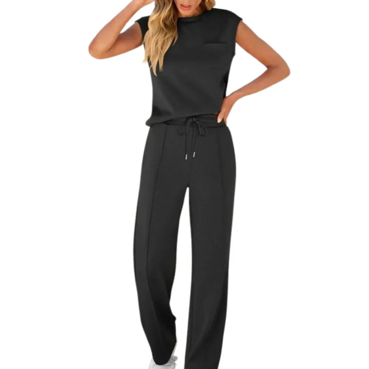 Lolly - Weiches schwarzes Lounge-Set, entspannte Passform, zweiteilig