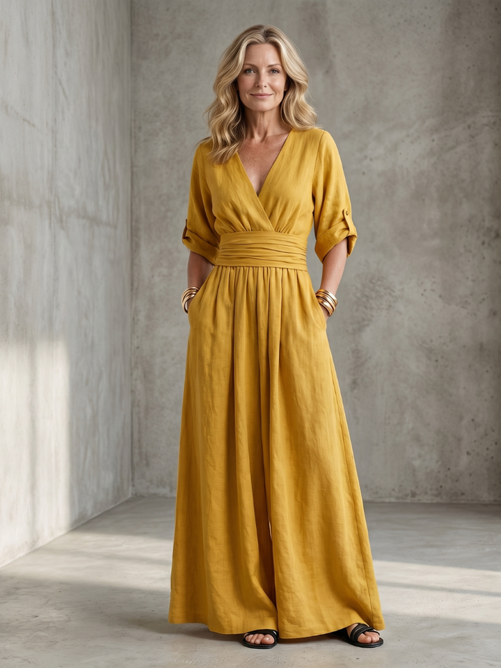 Wanda - Kreuz-Front Weitbeiniger Jumpsuit