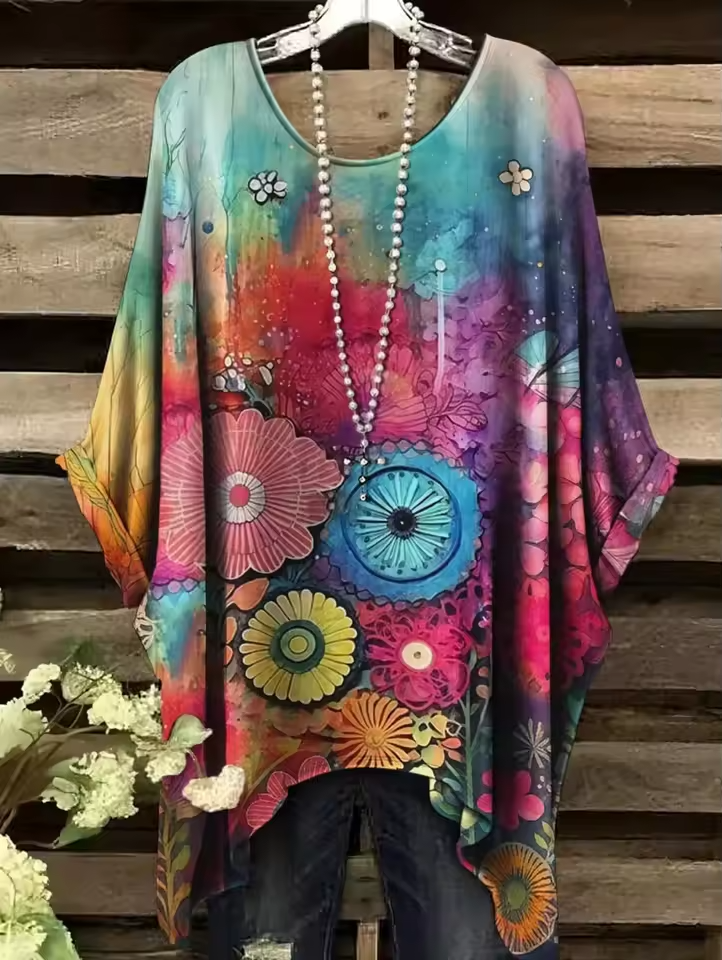 Jody - Vintage Bohemian Floral Print Damen T-Shirt