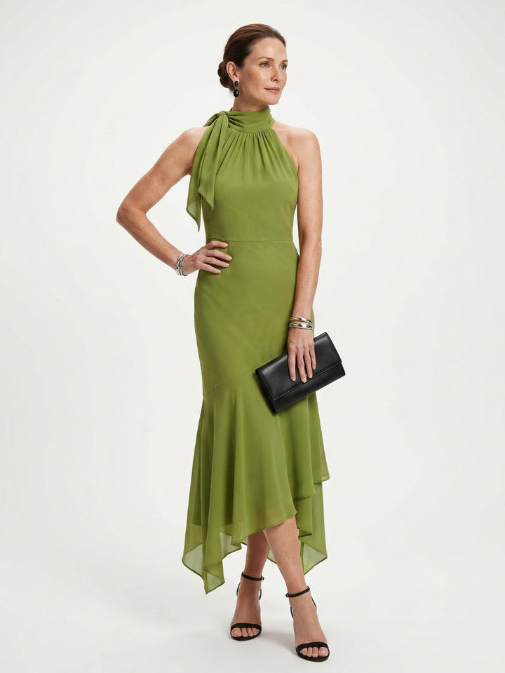 Winifred - Drapiertes Halter-Keyhole-Midikleid